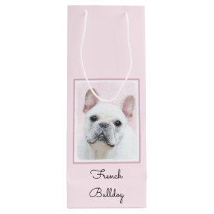 Bolsa Para Vino Pintura de Bulldog francés (crema/blanco) - Arte 