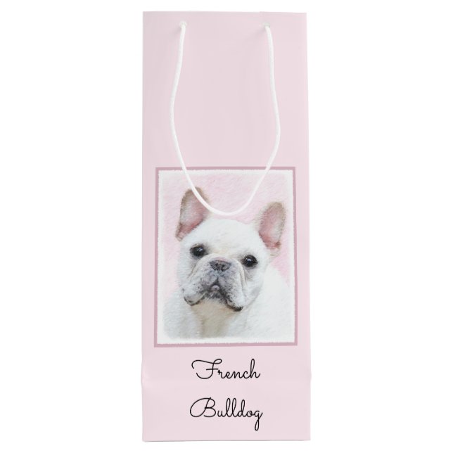 Bolsa Para Vino Pintura de Bulldog francés (crema/blanco) - Arte d (Reverso)
