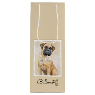 Bolsa Para Vino Pintura de Bullmastiff - Arte de Perro Original.