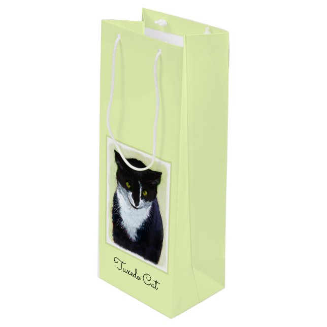 Bolsa Para Vino Pintura de gatos de Tuxedo - Arte de gatos origina (Angulo Anverso)