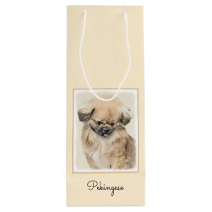 Bolsa Para Vino Pintura de Pekín - Arte de perro original muy lind