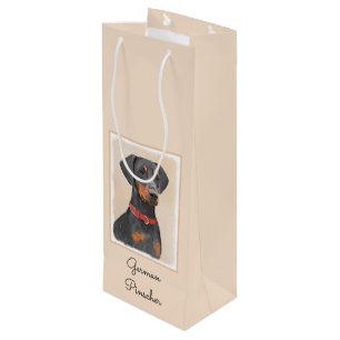 Bolsa Para Vino Pintura de Pinscher Alemán Arte Animal Original
