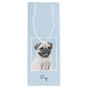 Bolsa Para Vino Pintura de pug - Arte de perro original lindo