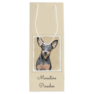 Bolsa Para Vino Pintura en miniatura de Pinscher Cute arte origina