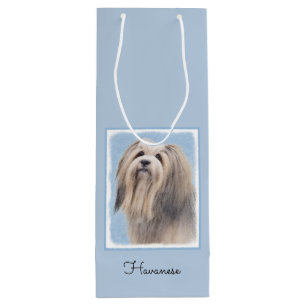 Bolsa Para Vino Pintura Havanesa (plateada) - Arte de Perro Origin