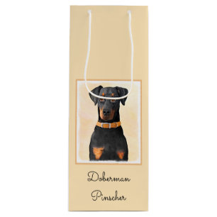 Bolsa Para Vino Pintura original de Doberman Pinscher sin cortar