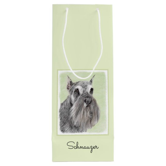 Bolsa Para Vino Pintura Schnauzer (gigante, estándar) - Arte de pe (Reverso)