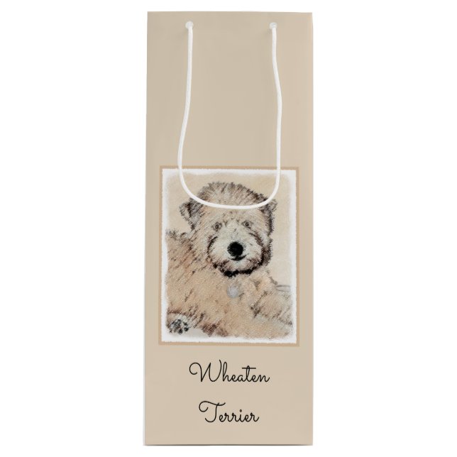Bolsa Para Vino Pintura Terrier de Ruedas Recubiertas Blancas Arte (Anverso)