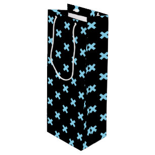 Bolsa Para Vino Pisos cruzados azules sobre negro