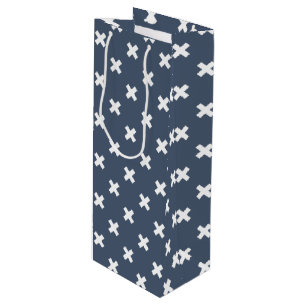 Bolsa Para Vino Pisos cruzados blancos sobre gris-azul