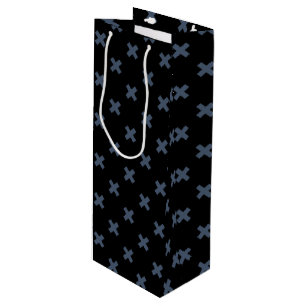 Bolsa Para Vino Pisos cruzados de color azul-gris sobre negro