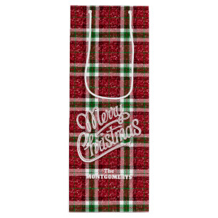 Bolsa Para Vino Plaid de Navidad Brillante