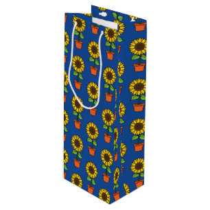 Bolsa Para Vino Planta de girasol en patrón de cacerola