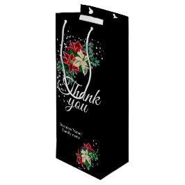Bolsa Para Vino Poinsettia Floral Negra Agradecimiento Gracias