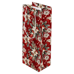 Bolsa Para Vino Poinsettia White Red Green