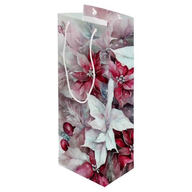 Bolsa Para Vino Poinsettias (Angulo reverso)