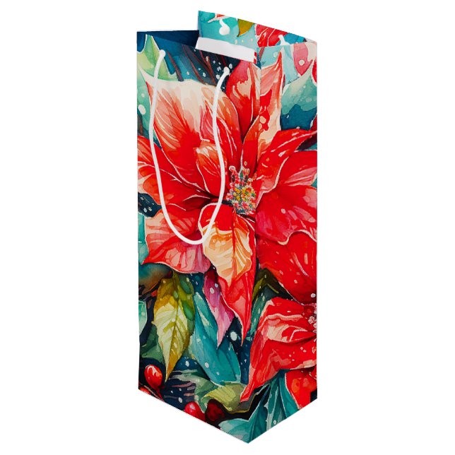 Bolsa Para Vino Poinsettias (Angulo reverso)