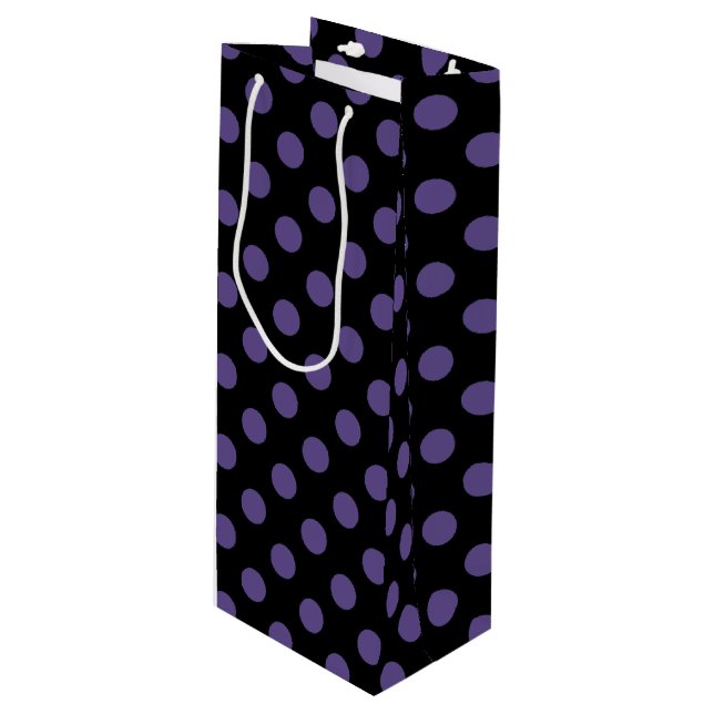 Bolsa Para Vino Polka ultravioleta sobre negro (Angulo Anverso)