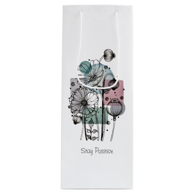 Bolsa Para Vino Poppies Doodle En Tinta Y Acuarela (Anverso)