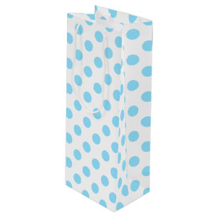 Bolsa Para Vino Pos de polka azul y blanco