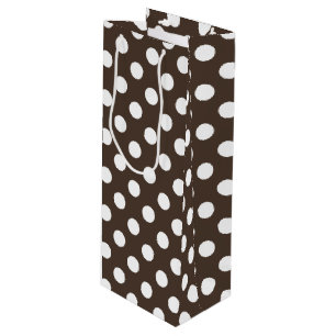 Bolsa Para Vino Pos de polka blanca en marrón