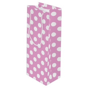 Bolsa Para Vino Pos de polka blanca en rosa pálido