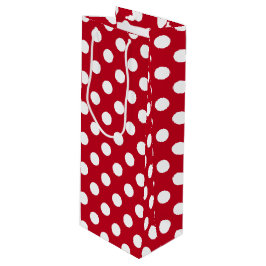 Bolsa Para Vino Pos de polka blanca sobre rojo