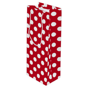 Bolsa Para Vino Pos de polka blanca sobre rojo