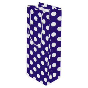Bolsa Para Vino Pos de polka blanco sobre azul oscuro