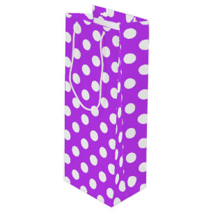 Bolsa Para Vino Pos de polka blanco sobre púrpura brillante