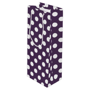 Bolsa Para Vino Pos de polka blanco sobre púrpura de ciruela