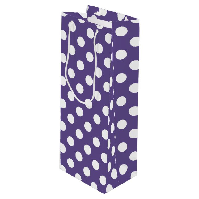 Bolsa Para Vino Pos de polka blanco sobre ultravioleta (Angulo Anverso)