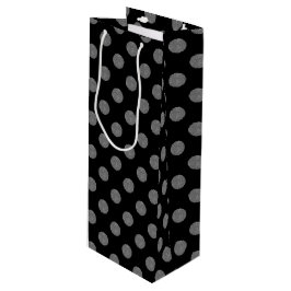 Bolsa Para Vino Pos de polka gris y negro