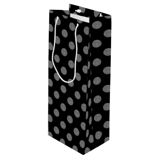 Bolsa Para Vino Pos de polka gris y negro (Angulo Anverso)