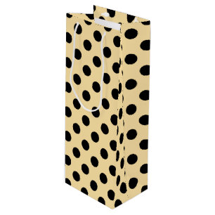 Bolsa Para Vino Pos de polka negra en amarillo pálido