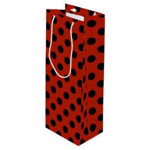 Bolsa Para Vino Pos de polka negra en rojo