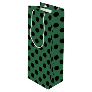 Bolsa Para Vino Pos de polka negra en verde gelatina