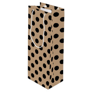 Bolsa Para Vino Pos de polka negro en beige