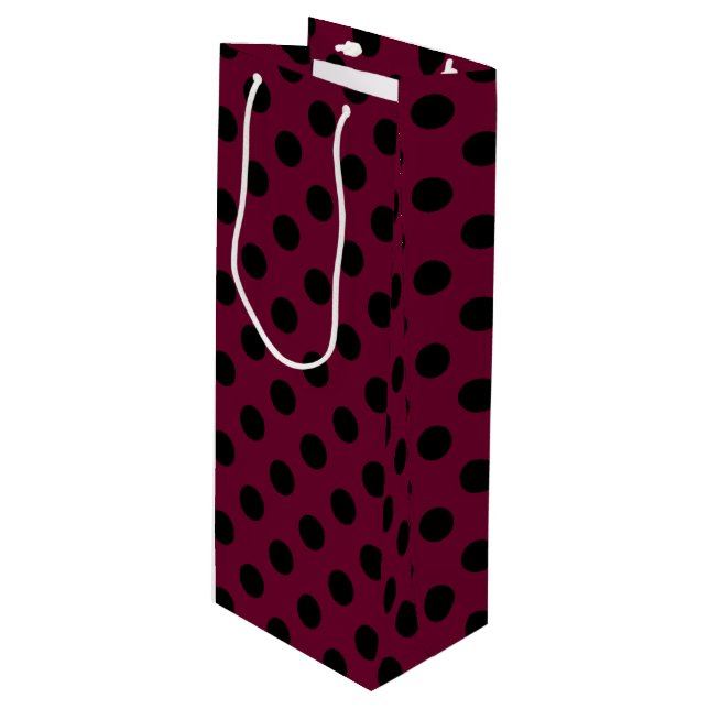 Bolsa Para Vino Pos de polka negro en burdeos (Angulo Anverso)