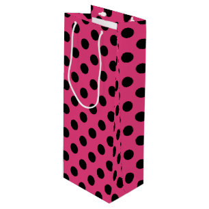 Bolsa Para Vino Pos de polka negro en fucsia