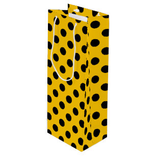 Bolsa Para Vino Pos de polka negro sobre amarillo