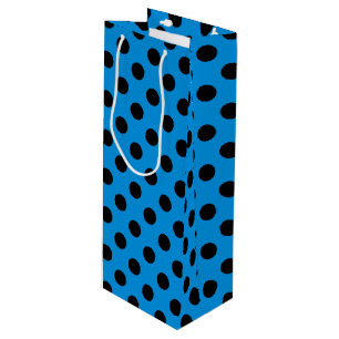 Bolsa Para Vino Pos de polka negro sobre azul cielo