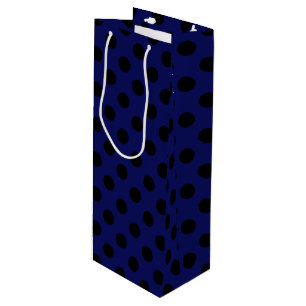 Bolsa Para Vino Pos de polka negro sobre azul marino