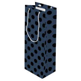Bolsa Para Vino Pos de polka negro sobre gris-azul