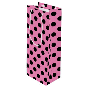 Bolsa Para Vino Pos de polka negro sobre rosa