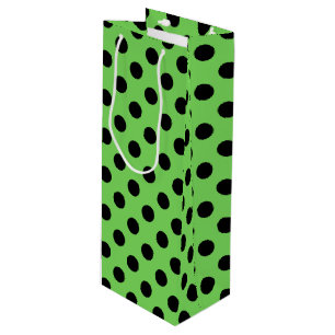 Bolsa Para Vino Pos de polka negro sobre verde lima