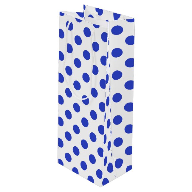 Bolsa Para Vino Pos reales de polka azul (Angulo Anverso)