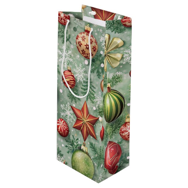 BOLSA PARA VINO PRETTY COLOFUL CHRISTMAS ORNAMENTS (Angulo Anverso)