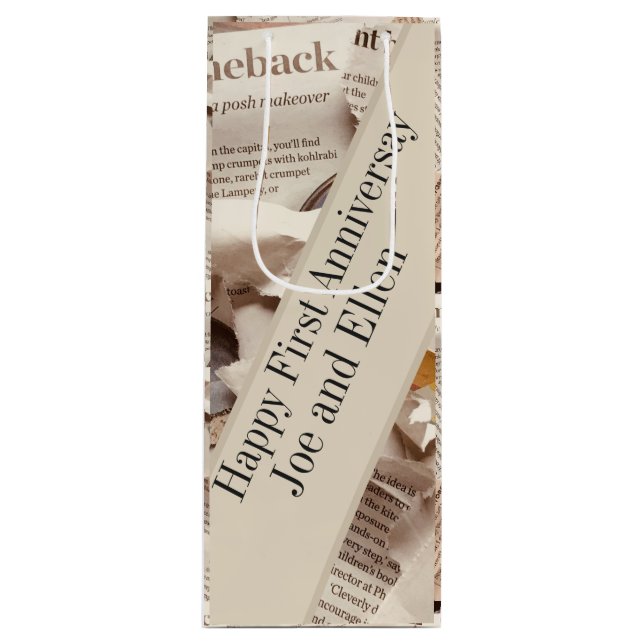 Bolsa Para Vino Primer aniversario Boda editable (Anverso)