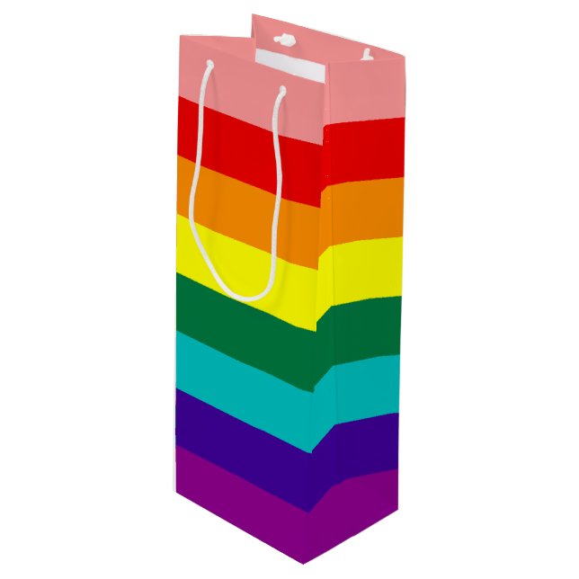 Bolsa Para Vino Primera bandera del orgullo arco iris (Angulo Anverso)